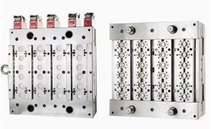Molde de injeção com tampa de encaixe multicavidade