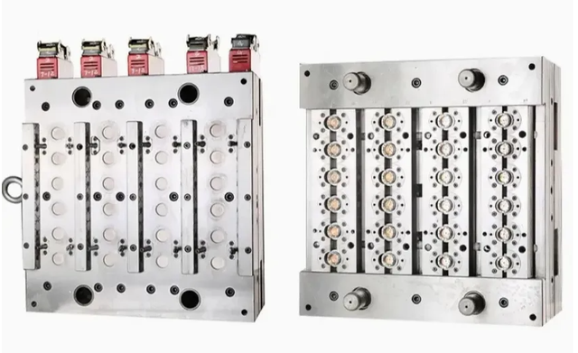 Molde de injeção com tampa de encaixe multicavidade